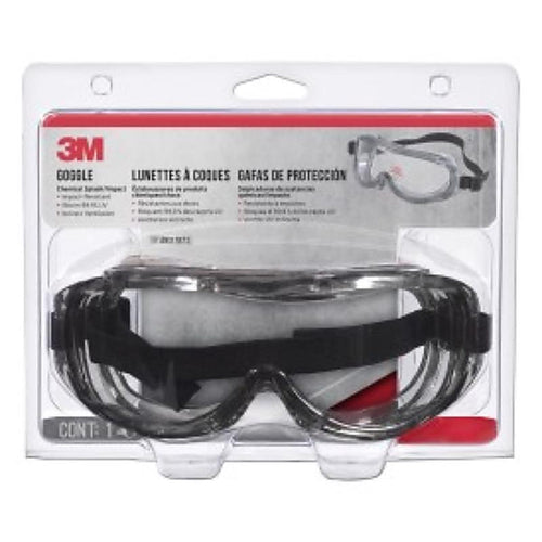 3M - 91264-80025T - Chemical Splash Goggles Clear Lens Black Frame 1 pc