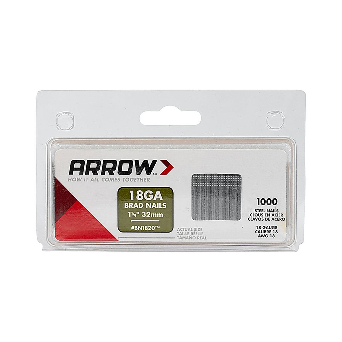 Arrow Fastener - BN1820CS - BN1820 18 Ga. x 1-1/4 in. L Galvanized Steel Brad Nails - 1000/Pack 0.65 lb.