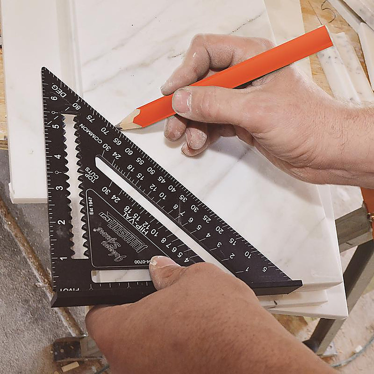 Johnson - 1904-0700 - 7 in. L x 10 in. H Aluminum Rafter Square Black