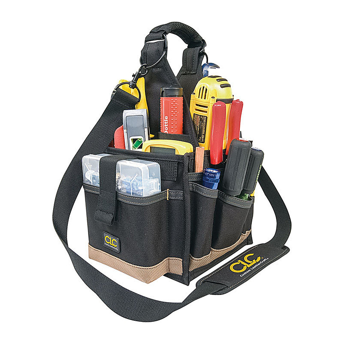 CLC - 1526 - 8 in. W X 16 in. H Polyester Tool Carrier 25 pocket Black/Tan 1 pc