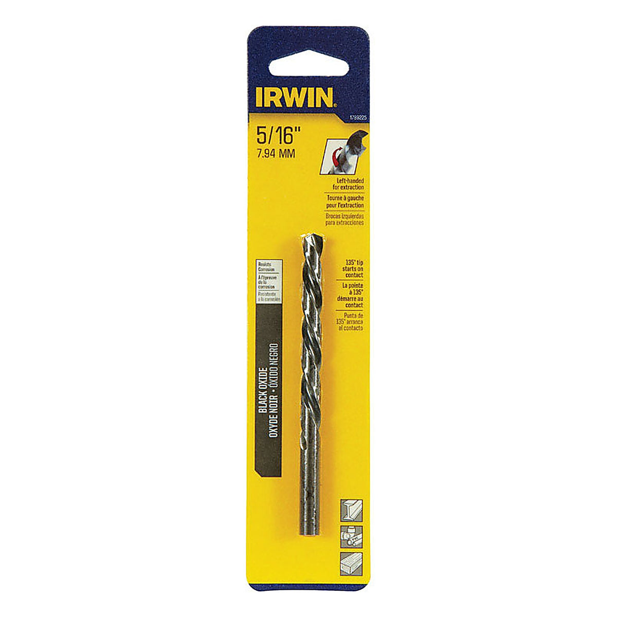 Irwin - 1789225 - 5/16 in. x 5-7/8 in. L High Speed Steel Left Hand Drill Bit 1/pc.