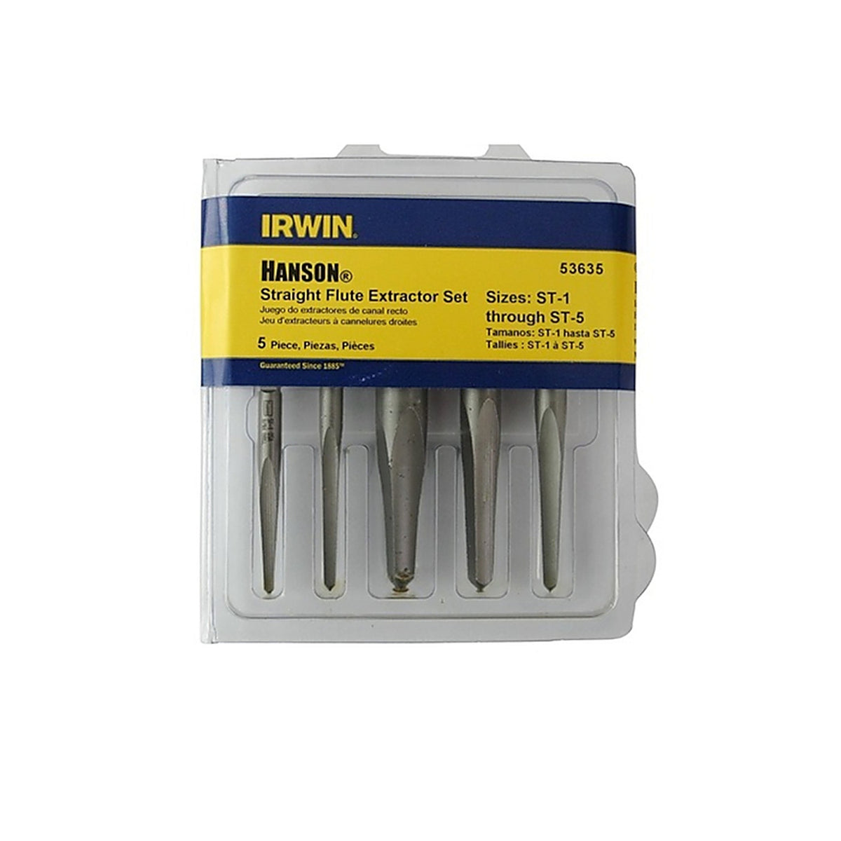Irwin - 53635 - Hanson 3/8 in. Carbon Steel Straight Screw Extractor Set 7 in. 5/pc.