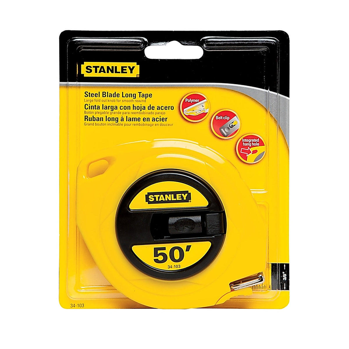 Stanley - 34-103 - 50 ft. L x 0.38 in. W Long Tape Measure - 1/Pack