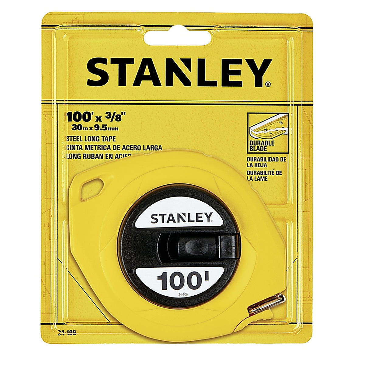 Stanley - 34-106 - 100 ft. L x 0.38 in. W Long Tape Measure - 1/Pack