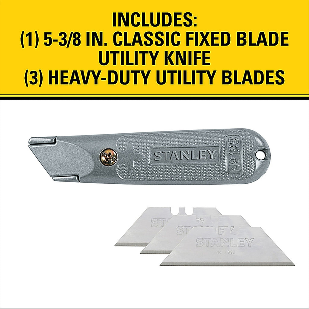 Stanley - 10-209 - Classic 199 5-3/8 in. Fixed Blade Utility Knife Gray - 1/Pack