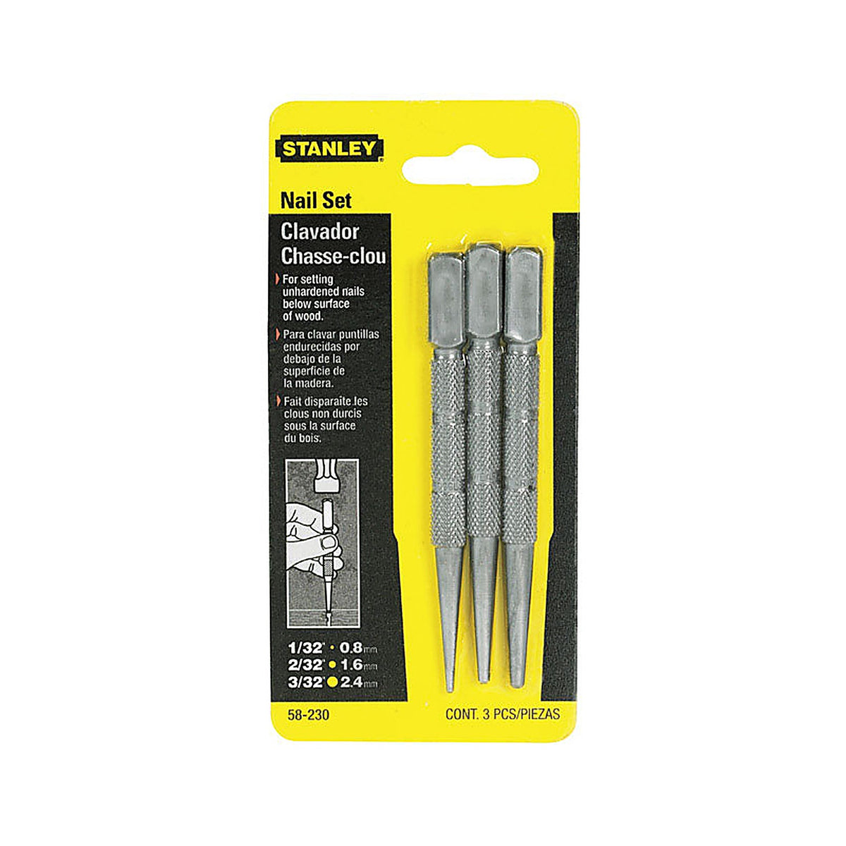 Stanley - 58-230 - Nail Set 3/pc.