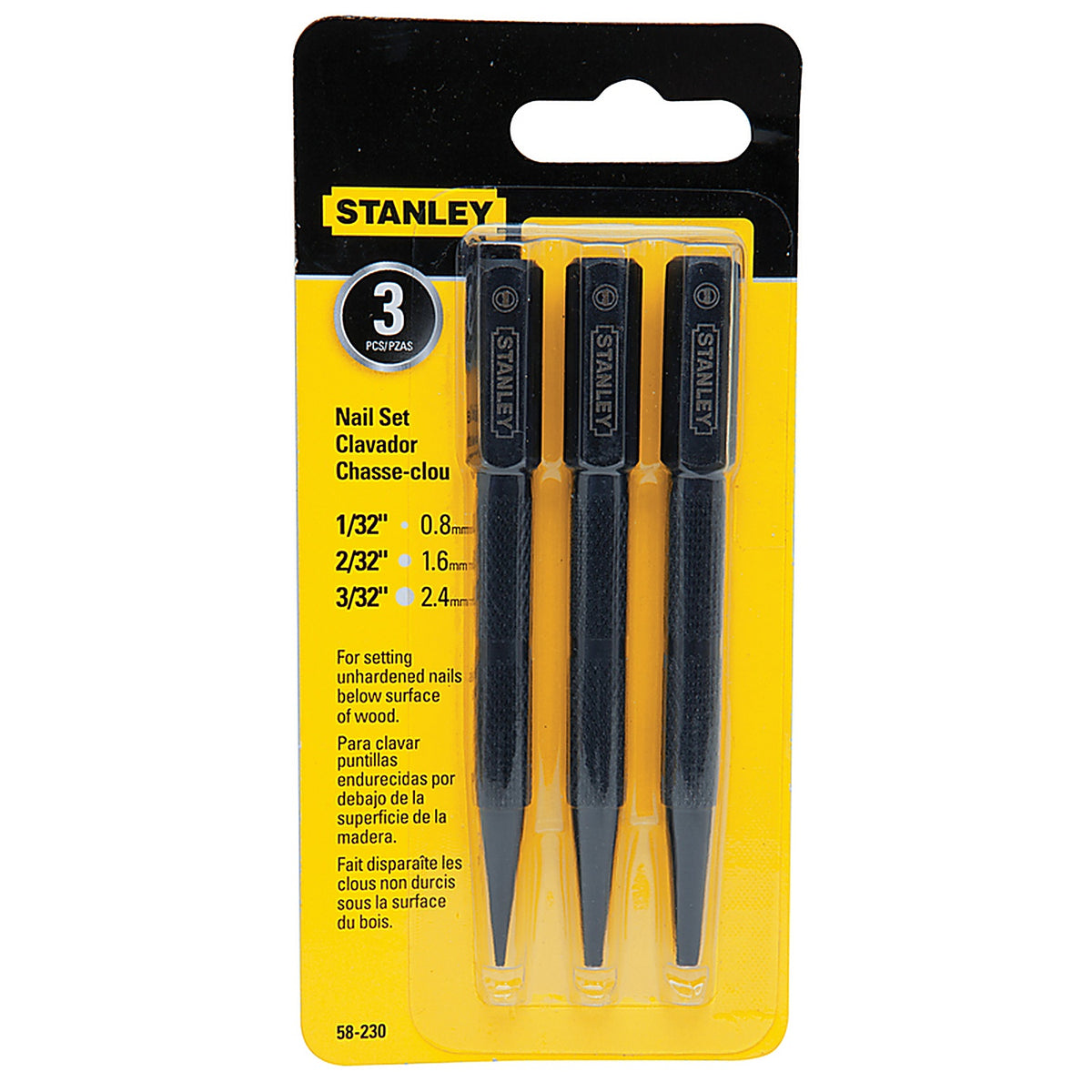 Stanley - 58-230 - Nail Set 3/pc.