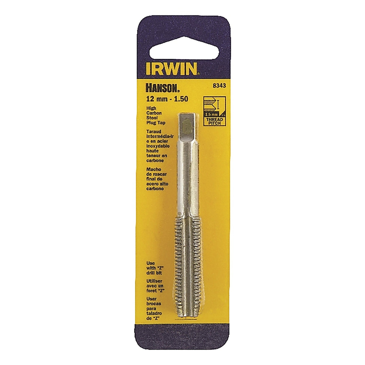 Irwin - 8343 - Hanson High Carbon Steel Metric Plug Tap 12mm-1.50 1/pc.