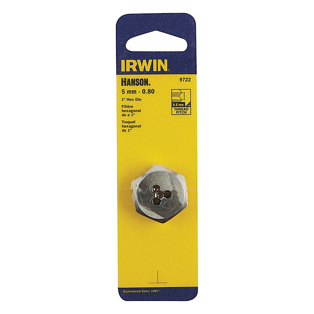 Irwin - 9722ZR - Hanson High Carbon Steel Metric Hexagon Die 5mm-0.80 1/pc.