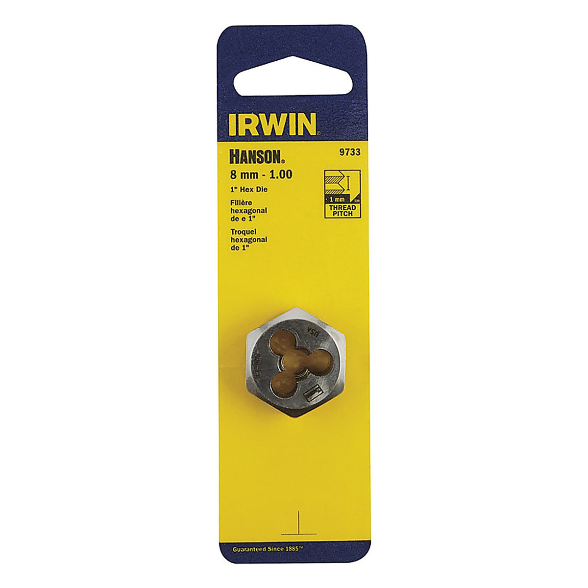 Irwin - 9733 - Hanson High Carbon Steel Metric Hexagon Die 8mm-1.00 1/pc.