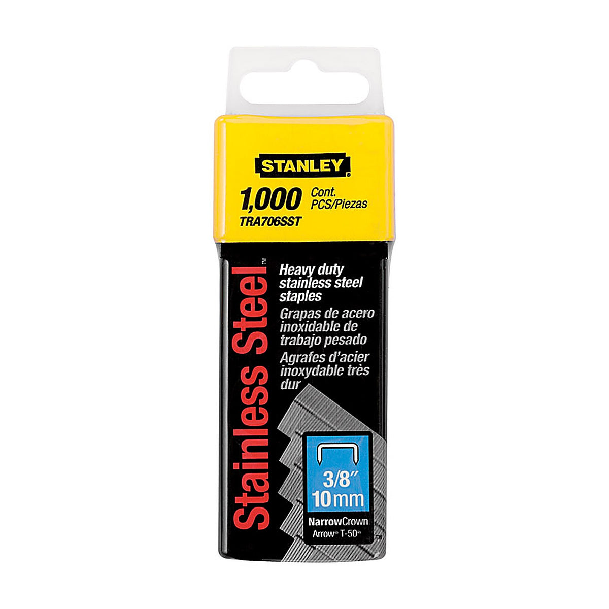 Stanley - TRA706SST - T50 27/64 in. W X 3/8 in. L 20 Ga. Narrow Crown Heavy Duty Staples 1000 pk