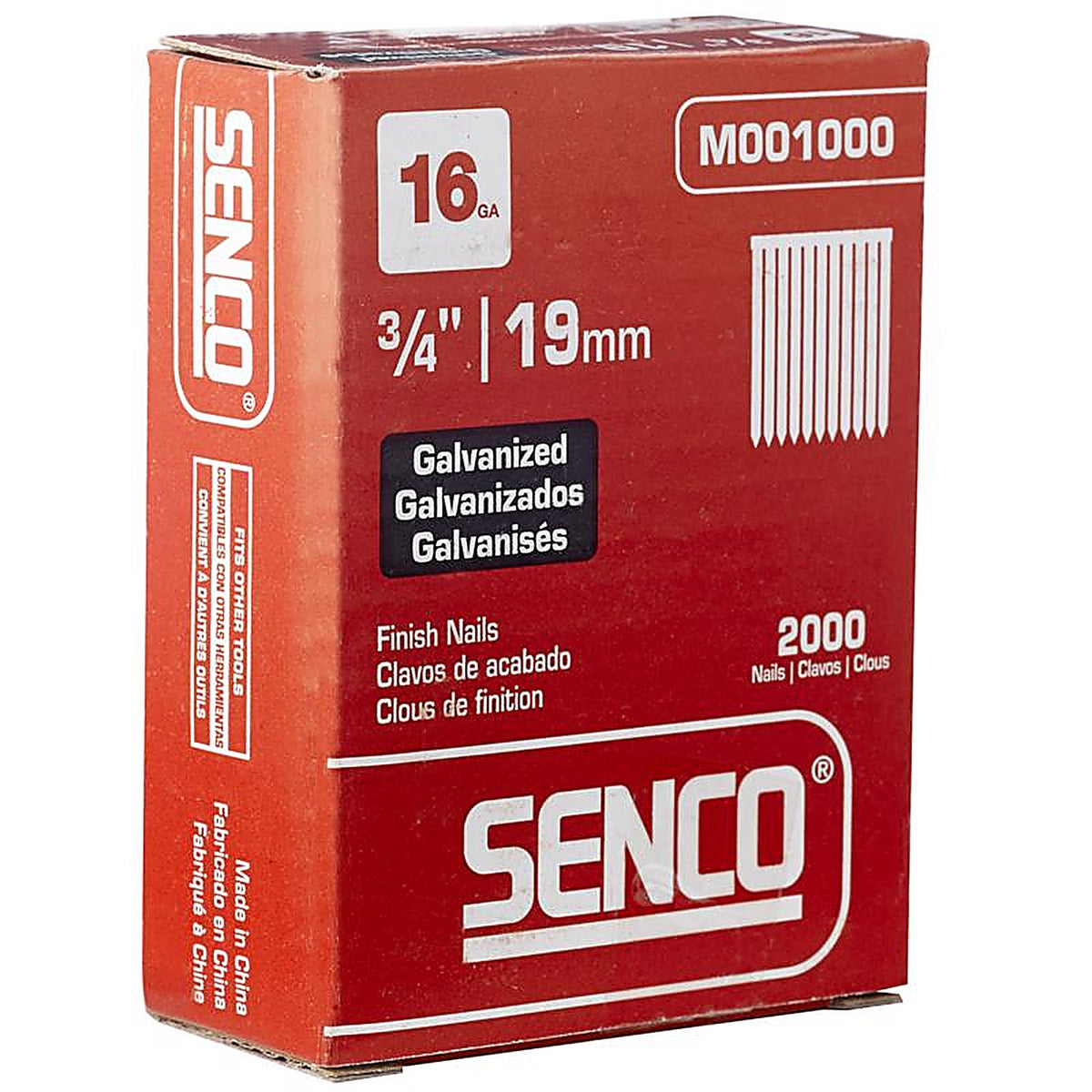 Senco - M001000 - 3/4 in. L X 16 Ga. Straight Strip Galvanized Finish Nails 20 deg 2000 pk