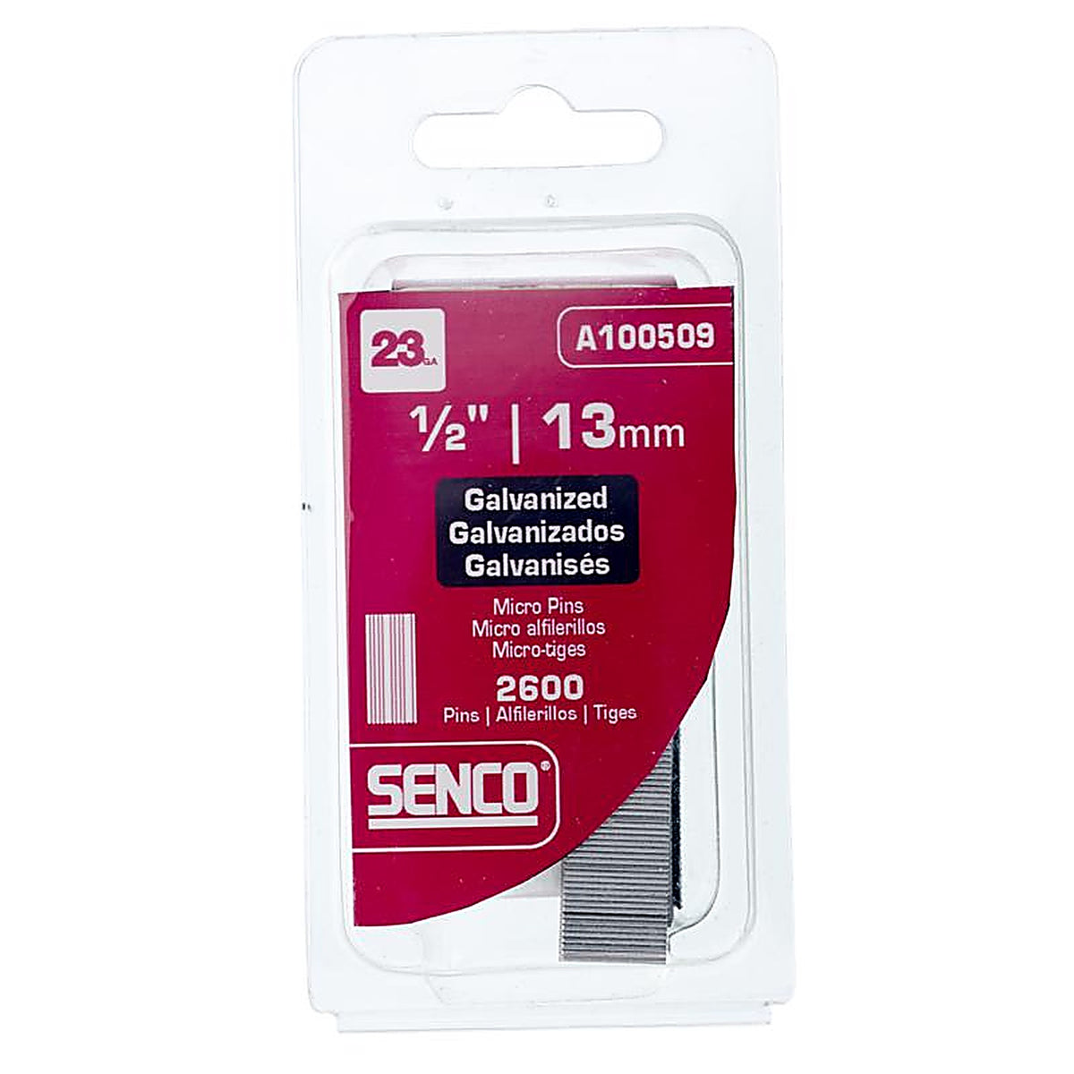 Senco - A100509 - 1/2 in. 23 Ga. Straight Strip Micro Pins Smooth Shank 2,600/Pack