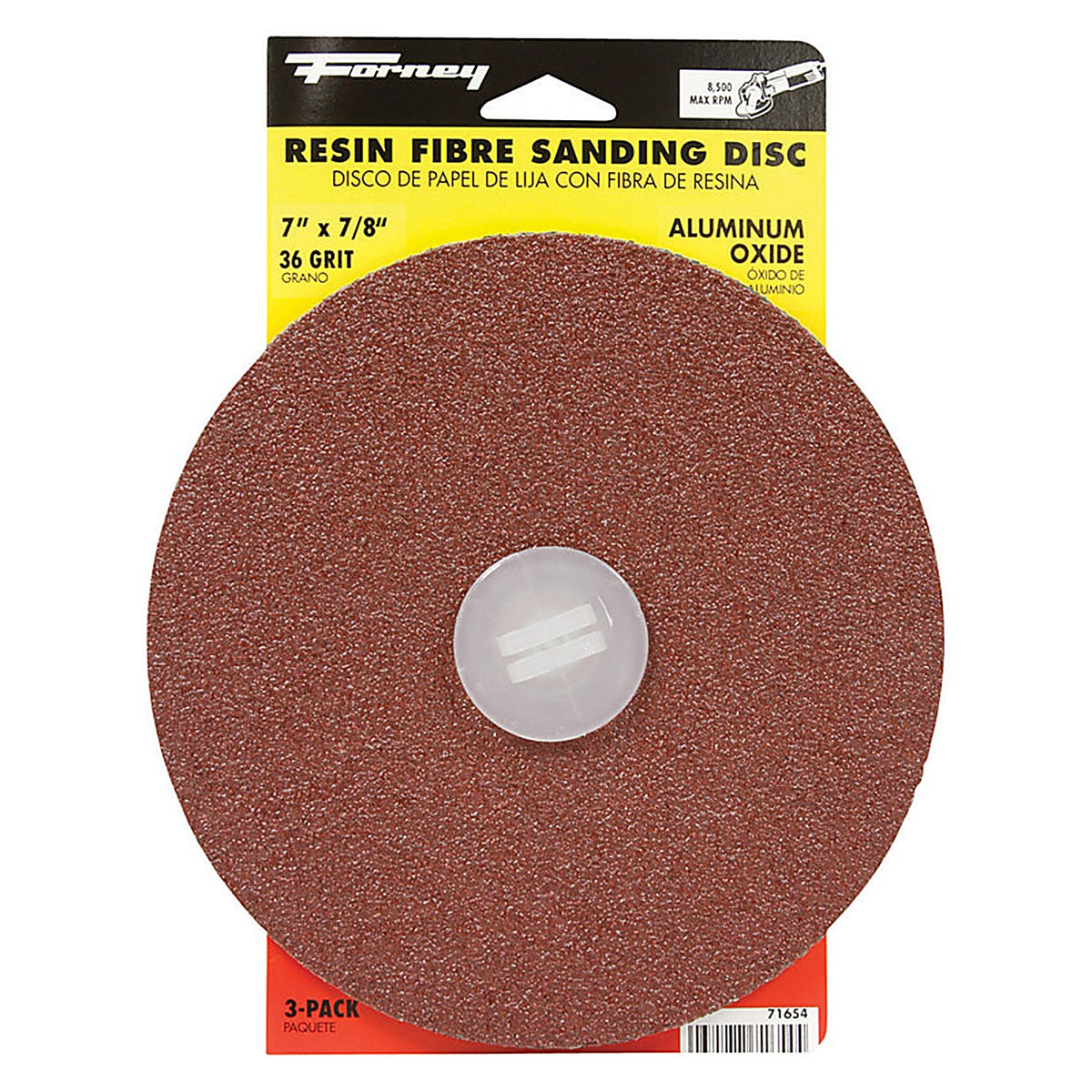 Forney - 71654 - 7 in. Aluminum Oxide Adhesive Sanding Disc 36 Grit 3 pk