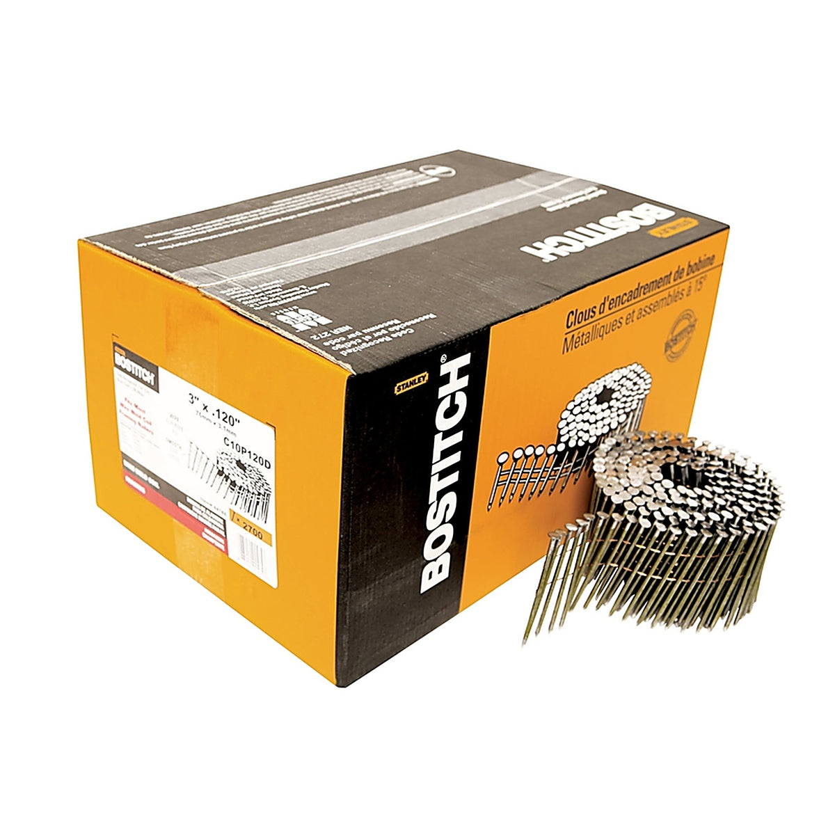 Bostitch - C10P120D - 3 in. L X 11 Ga. Angled Coil Coated Framing Nails 15 deg 2700 pk
