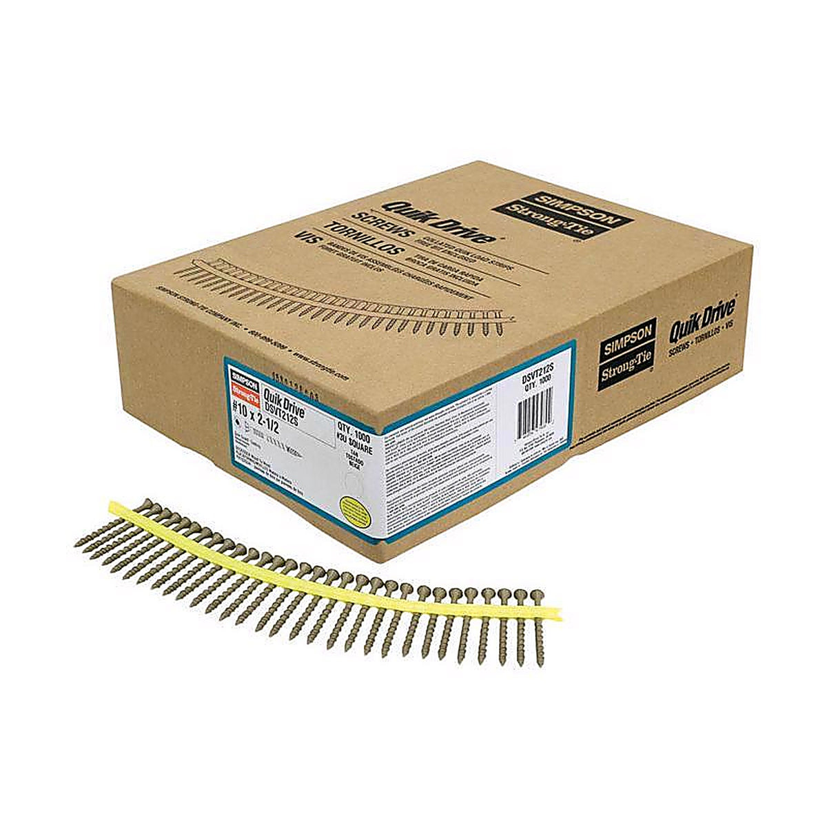 Simpson Strong-Tie - DSVT212S - Quick Drive No. 10 Sizes X 2-1/2 in. L Tan Star Ribbed Flat Head Deck Screws 1000