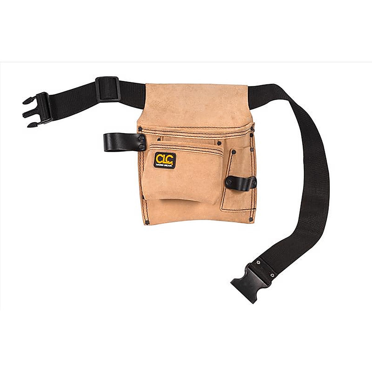 CLC - IPK489X - 3 pocket Suede Leather Tool and Nail Belt 11.25 in. L X 11.5 in. H Black