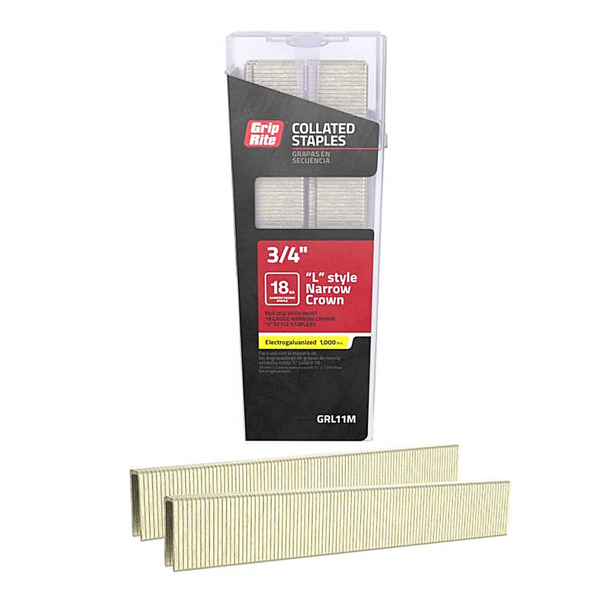 Grip-Rite - GRL11M - 1/4 in. W x 3/4 in. L L-Style 18 Ga. Narrow Crown Staples - 1000/Pack
