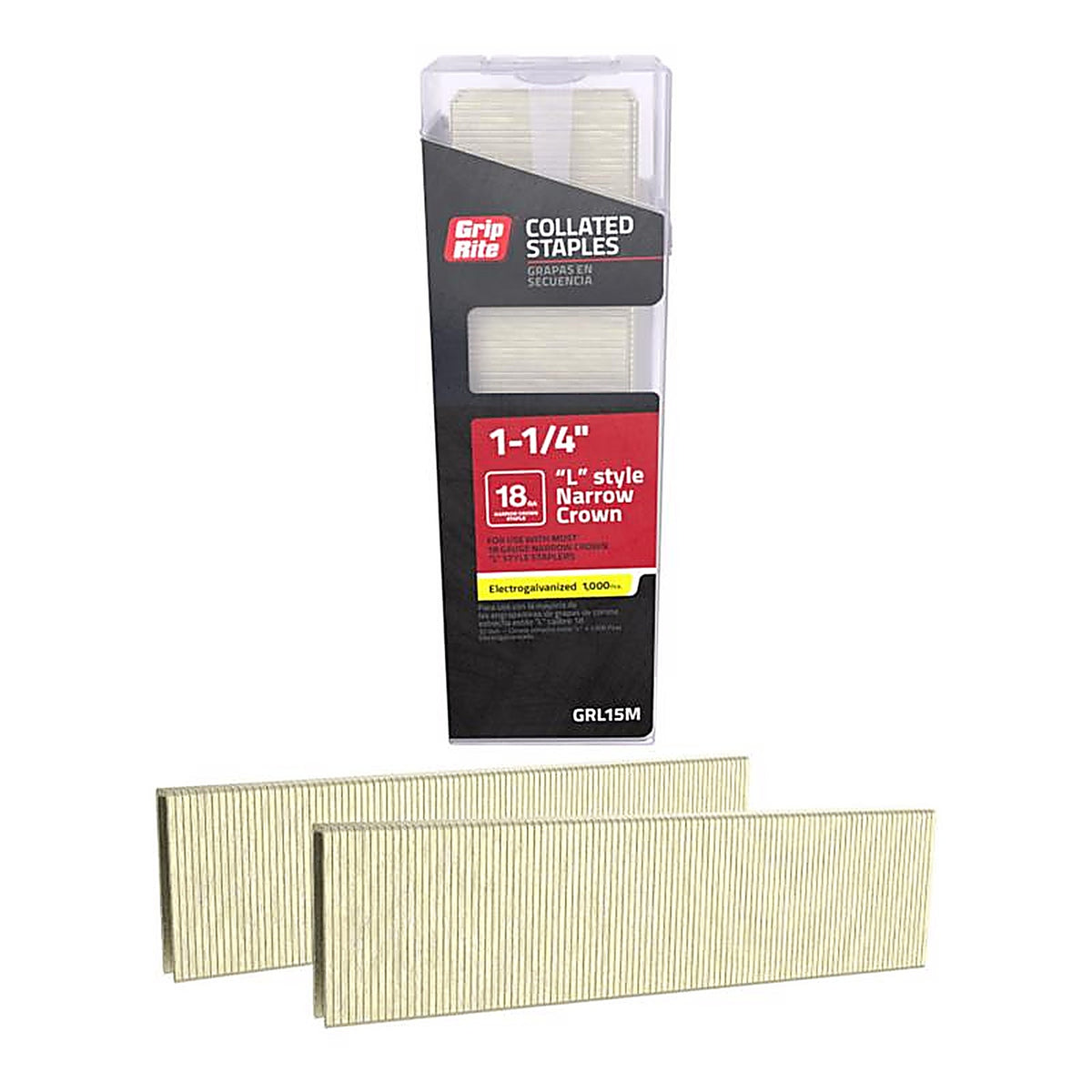 Grip-Rite - GRL15M - 1/4 in. W x 1-1/4 in. L L-Style 18 Ga. Narrow Crown Staples - 1000/Pack