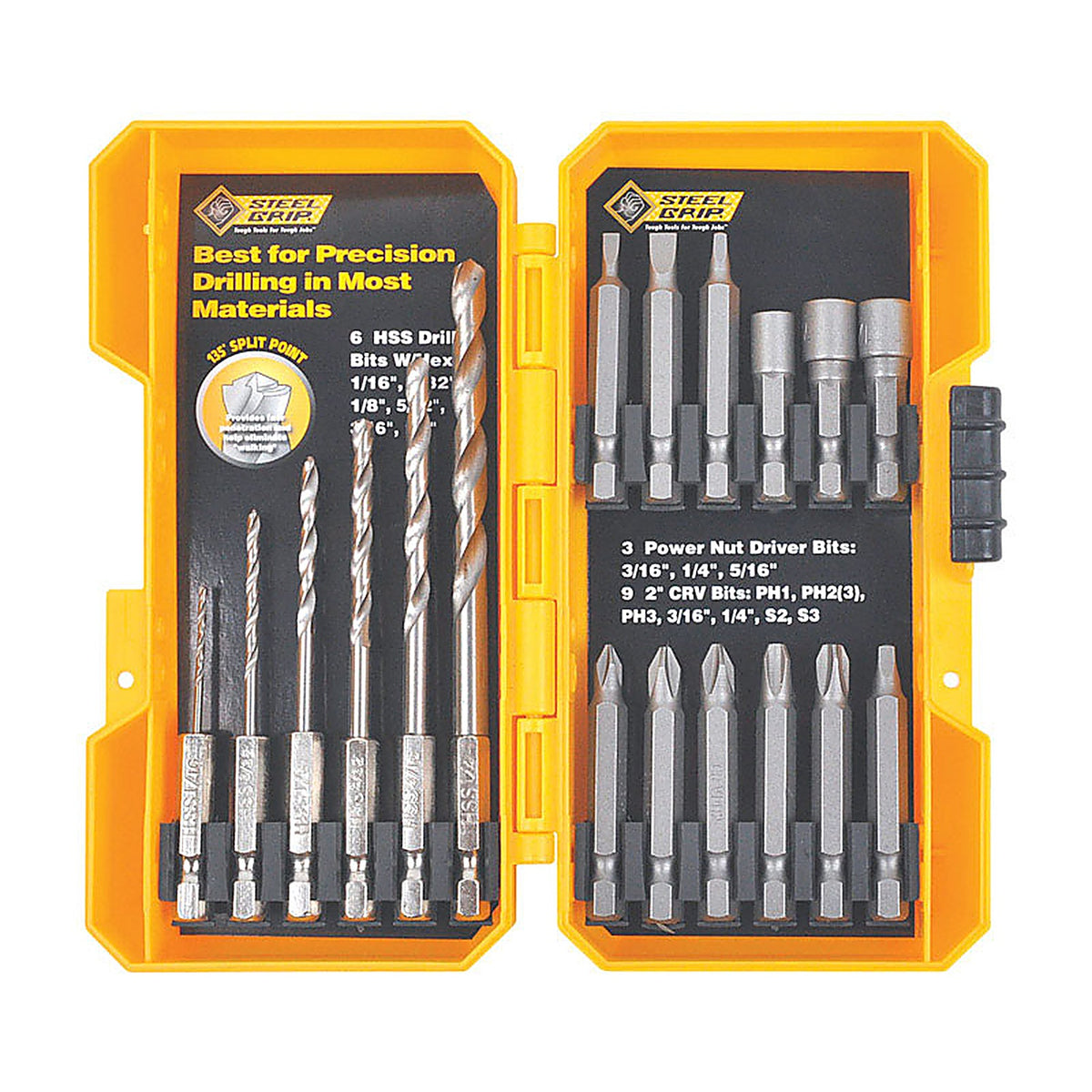 Steel Grip - DR62514A - High Speed Steel Drill and Driver Bit Set 18/pc.