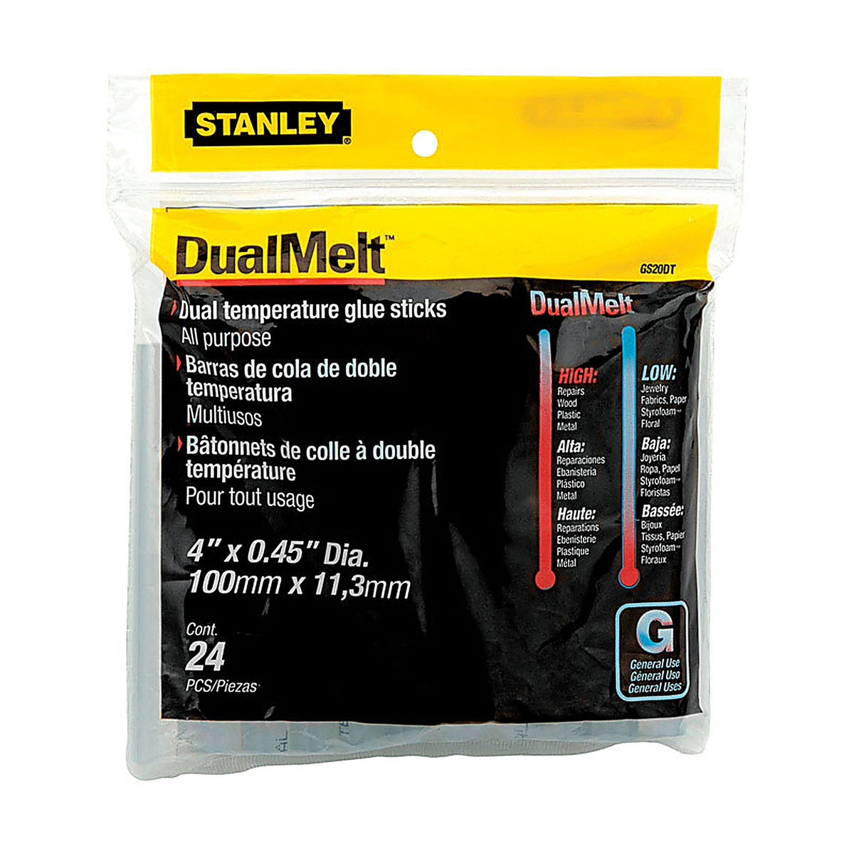 Stanley - GS20DT - 0.5 in. Dia. x 4 in. L Glue Sticks Clear - 24/Pack
