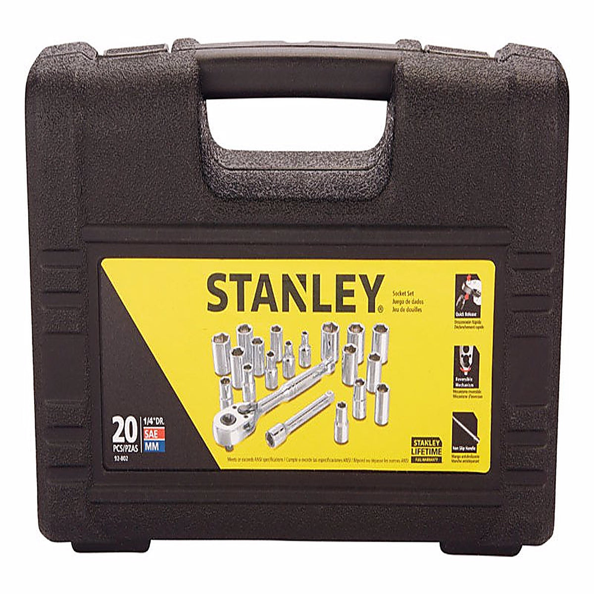 Stanley - 92-802 - Assorted in. x 1/4 in. drive SAE 6 Point Socket Set 20/pc.