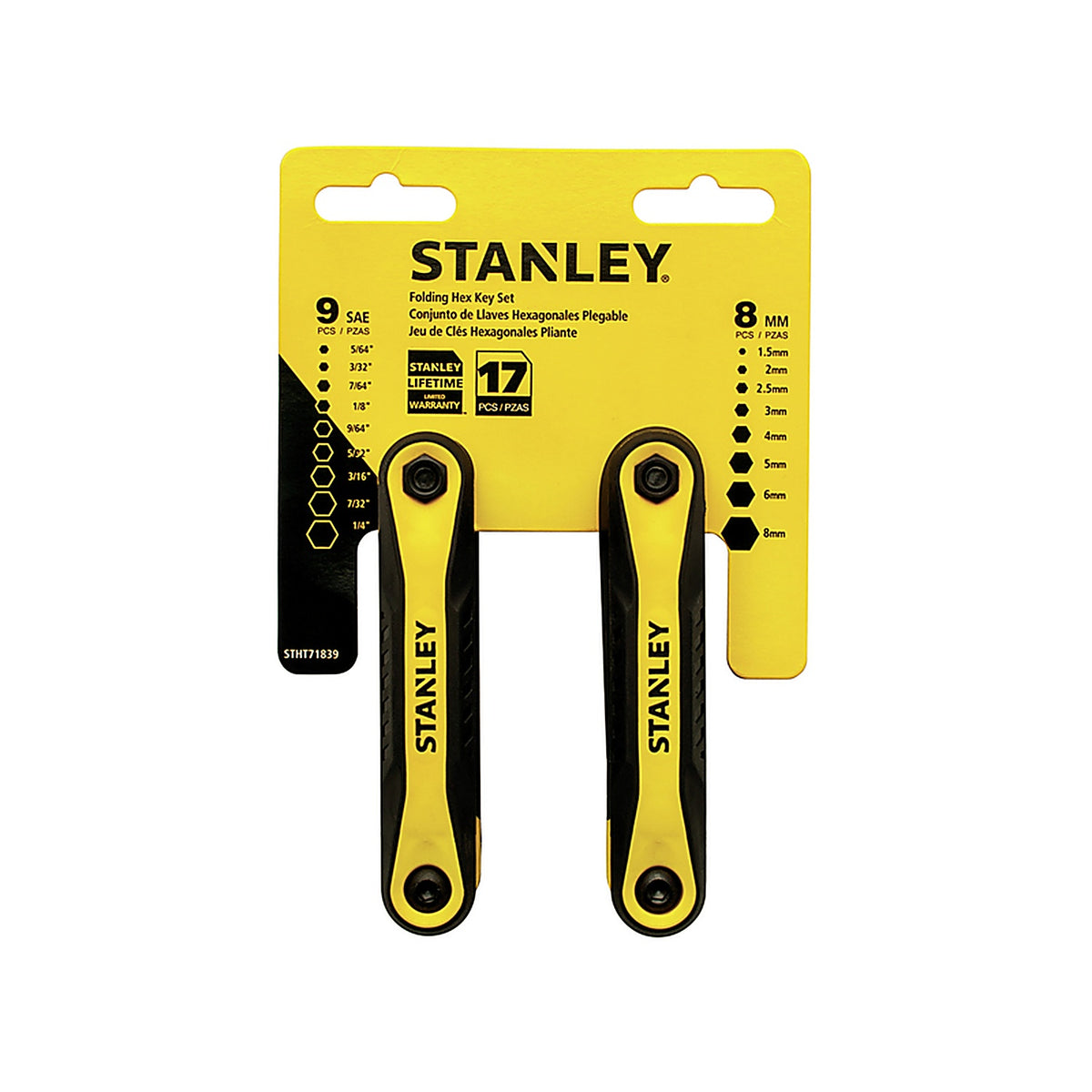 Stanley - STHT71839 - Multi-Size Metric and SAE Fold-Up Locking Hex Key Set 6.7 in. 17/pc.