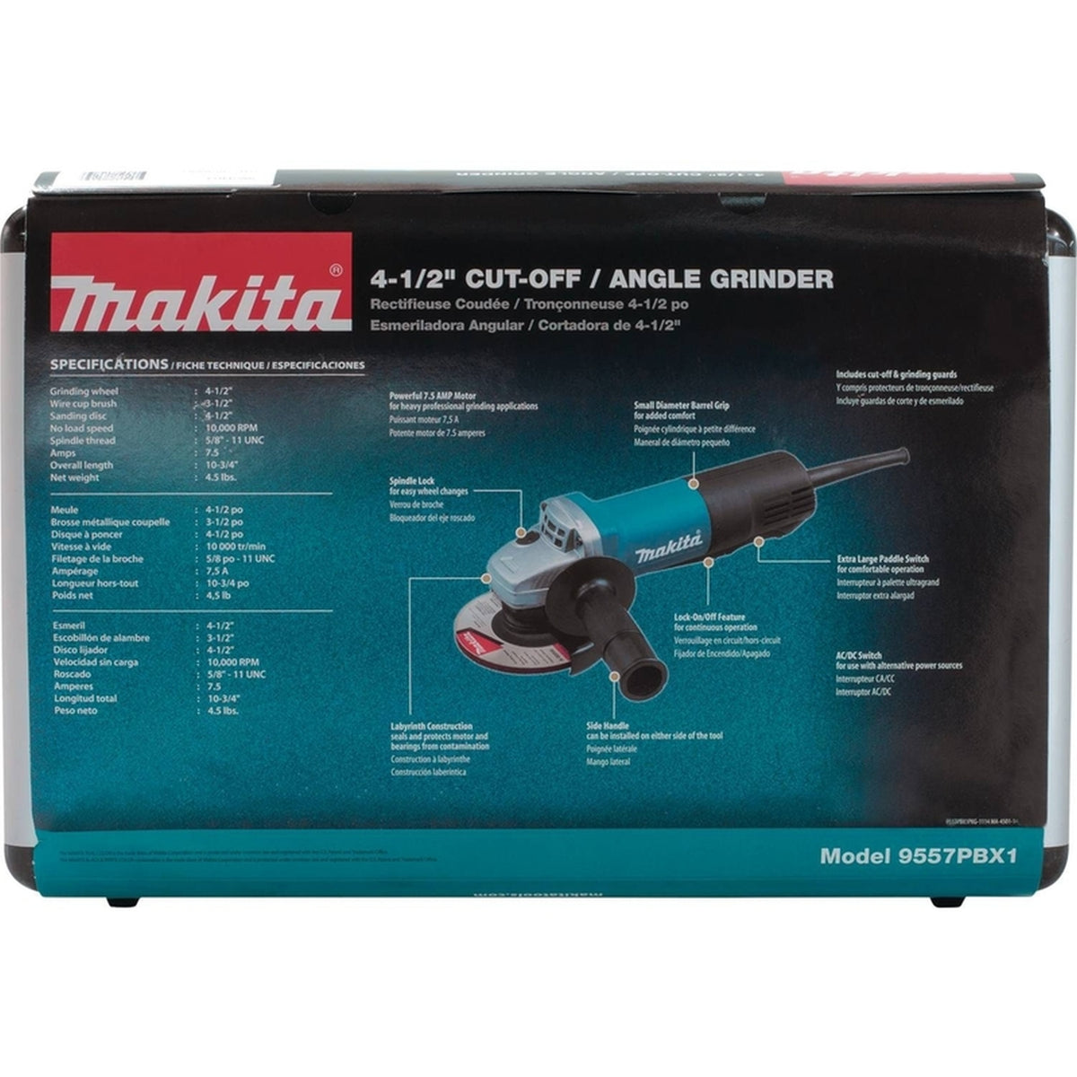 Makita - 9557PBX1 - 7.5 amps Corded 4-1/2 in. Cut-Off/Angle Grinder