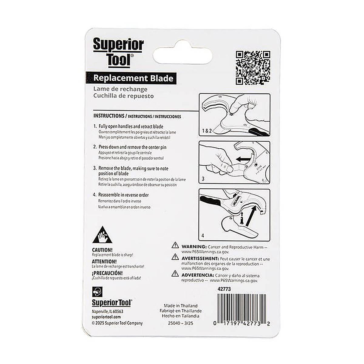 Superior Tool - 42773 - Replacement Cutter Blade Silver 1 pc
