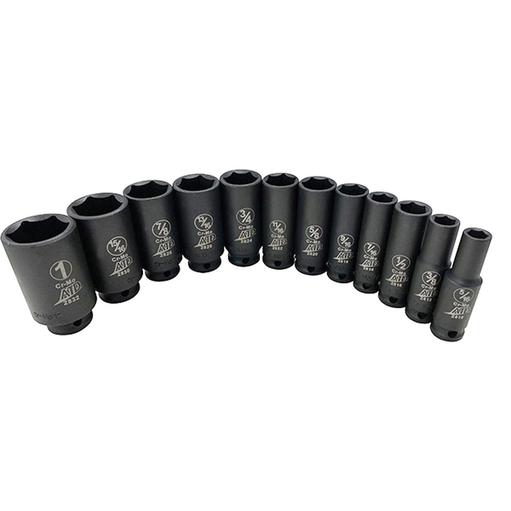 ATD - 2450 - 12-Pc. 3/8IN Drive 6 Pt SAE Deep Impact Socket Set