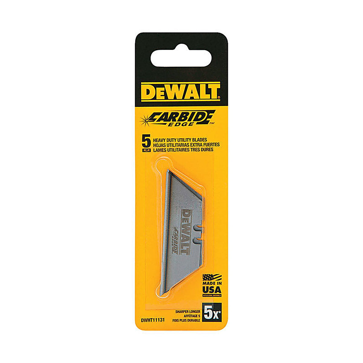 DeWalt - DWHT11131 - Carbide Edge Steel Heavy Duty Utility Blade 2-1/2 in. L 5 pc