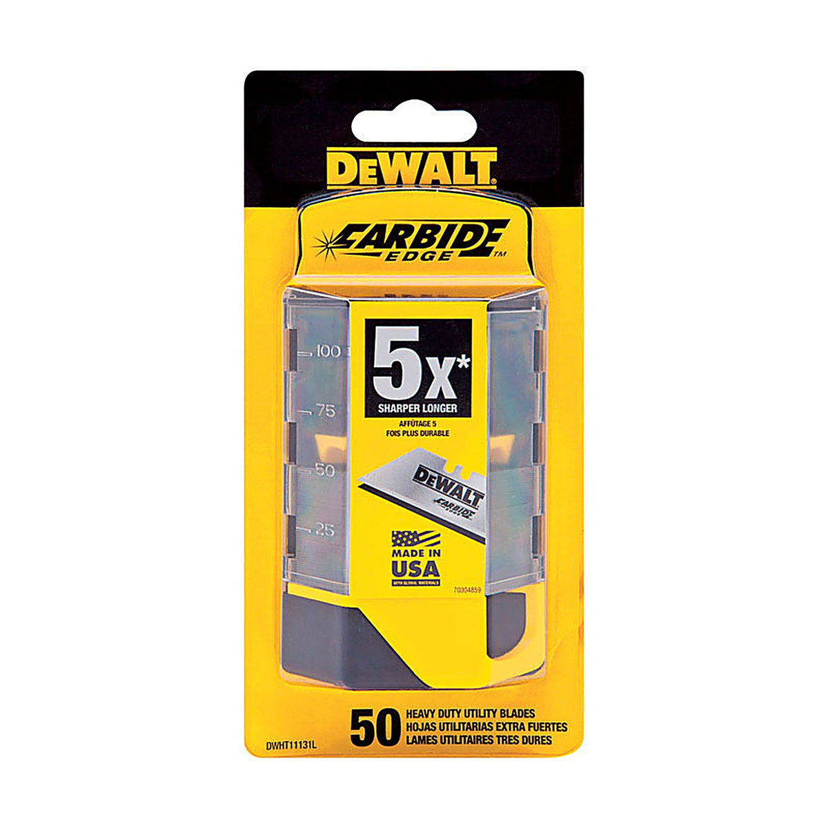 DeWalt - DWHT11131L - Carbide Edge Steel Heavy Duty Utility Blade 2-1/2 in. L 50 pc