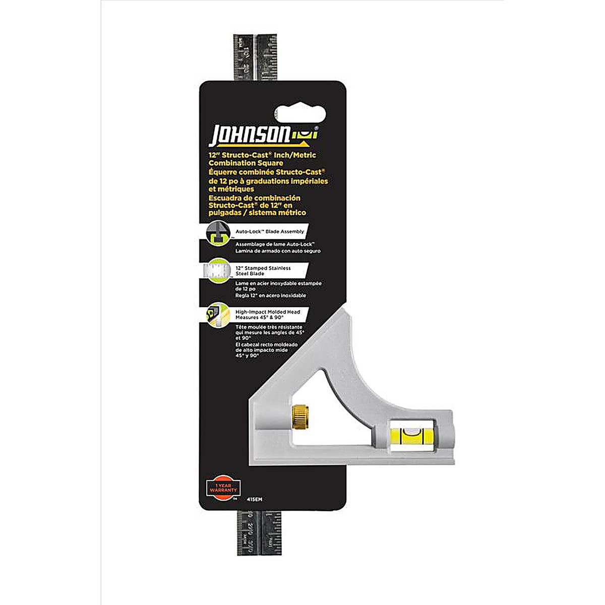 Johnson - 415 - 12 in. L X 4-7/8 in. H Steel Combination Square