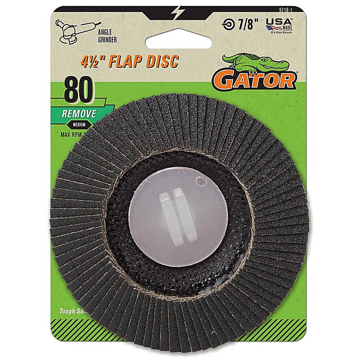 Gator - 9718 - 4-1/2 in. D X 7/8 in. S Zirconia Aluminum Oxide Flap Disc 80 Grit 1 pk