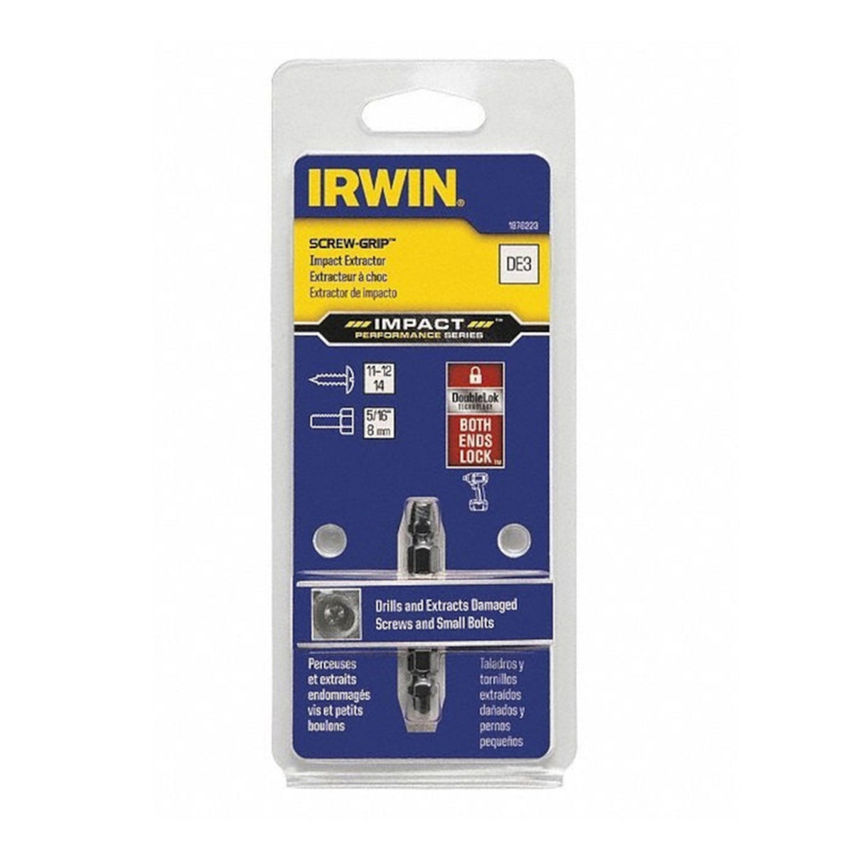 Irwin - 1876223 - Impact SCREW-GRIP .13 in. M2 High Speed Steel Double-Ended Screw Extractor 2 in. 1/pc.