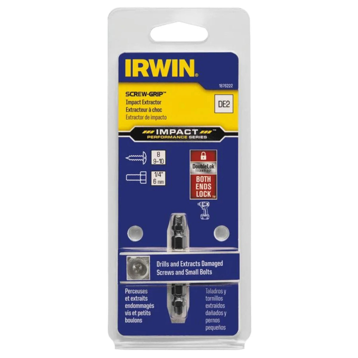 Irwin - 1876222 - Impact SCREW-GRIP .15 in. M2 High Speed Steel Double-Ended Screw Extractor 2 in. 1/pc.
