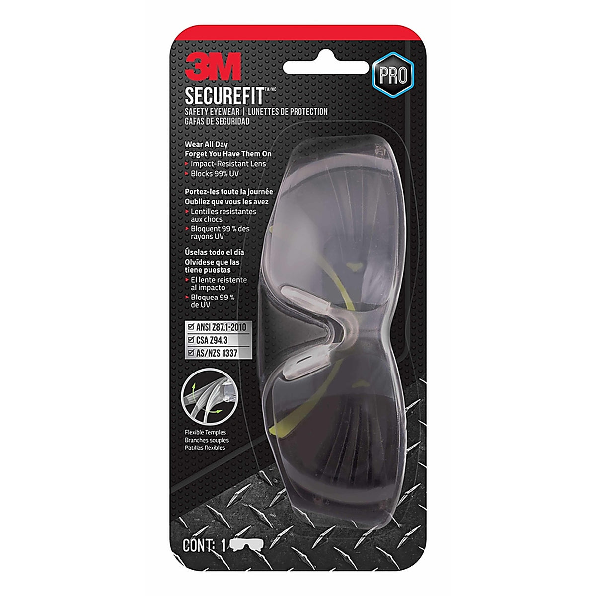 3M - SF400M-WV-6 - SecureFit Anti-Fog Safety Glasses Mirror Lens Black/Green Frame 1 pc