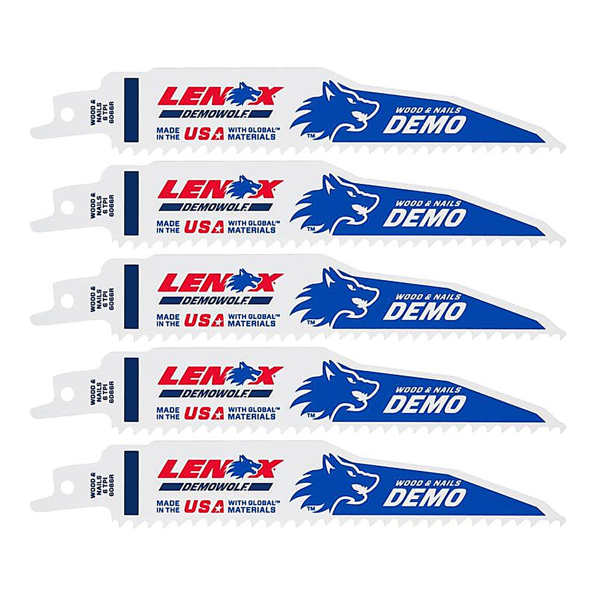 Lenox - 203706066R5 - 6 in. Bi-Metal Reciprocating Saw Blade 6 TPI - 5/Pack