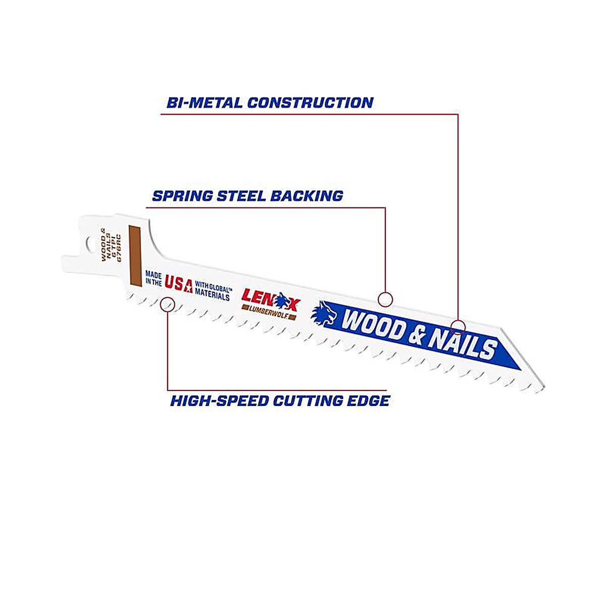 Lenox - 20556676RC - 6 in. Bi-Metal Reciprocating Saw Blade 6 TPI - 5/Pack