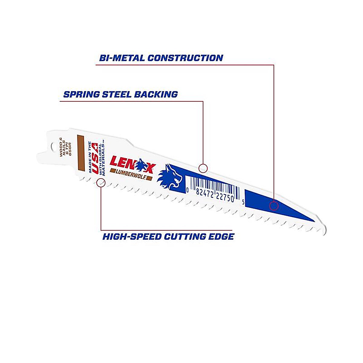 Lenox - 22750OSB656R - 6 in. Bi-Metal Reciprocating Saw Blade 6 TPI - 1/Pack
