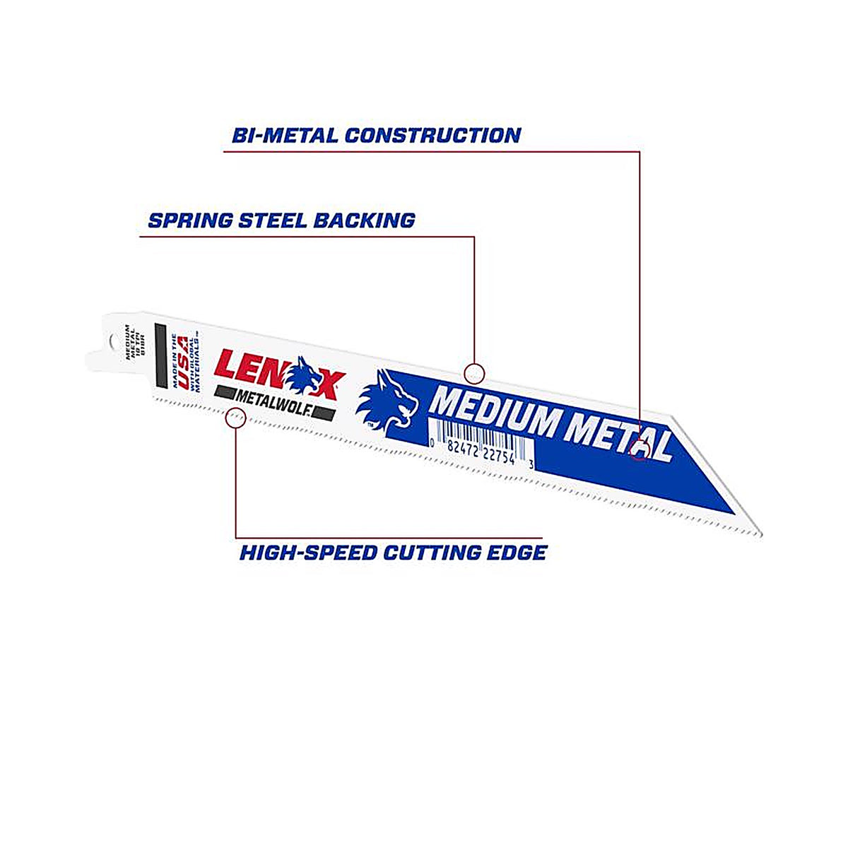 Lenox - 22754OSB818R - 8 in. Bi-Metal Reciprocating Saw Blade 18 TPI - 1/Pack