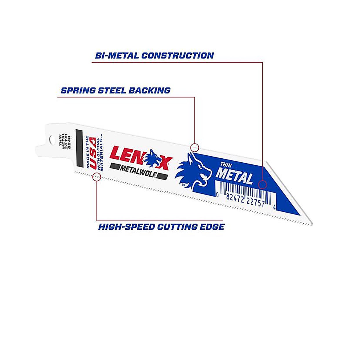 Lenox - 22757OSB624R - 6 in. Bi-Metal Reciprocating Saw Blade 24 TPI - 1/Pack