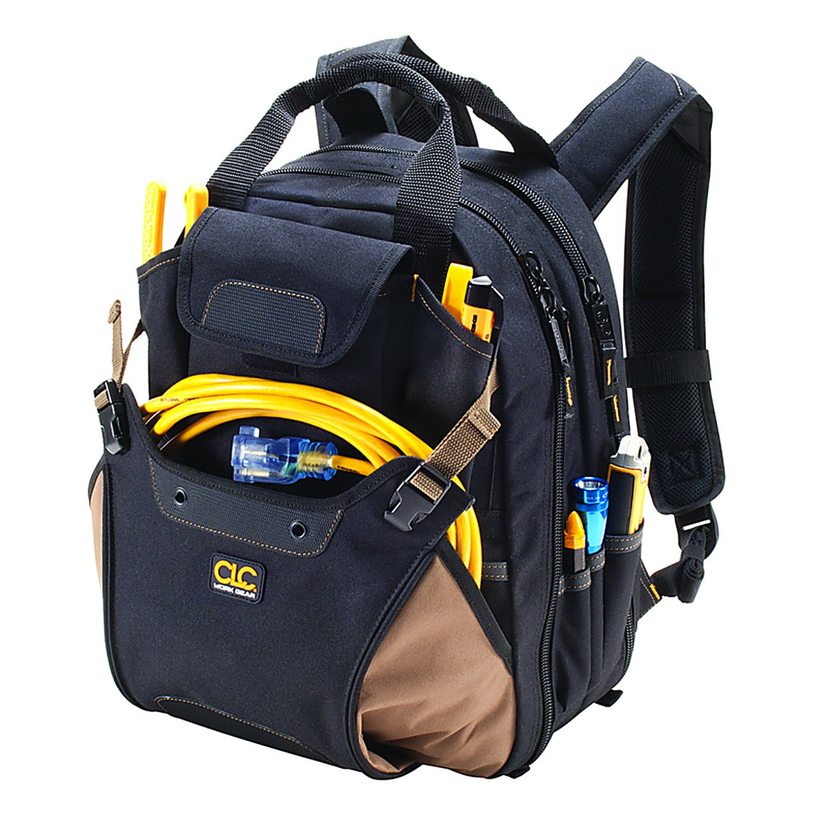 CLC - 1134 - 7.5 in. W X 16 in. H Polyester Backpack Tool Bag 44 pocket Black/Tan 1 pc