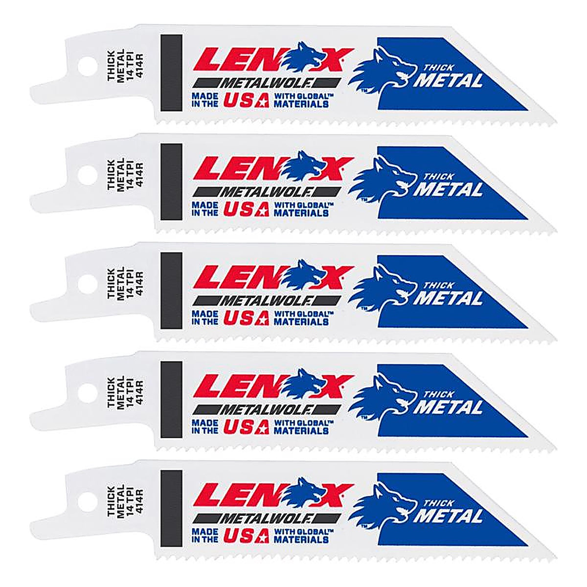 Lenox - 20550414R - 4 in. Bi-Metal Reciprocating Saw Blade 14 TPI - 5/Pack