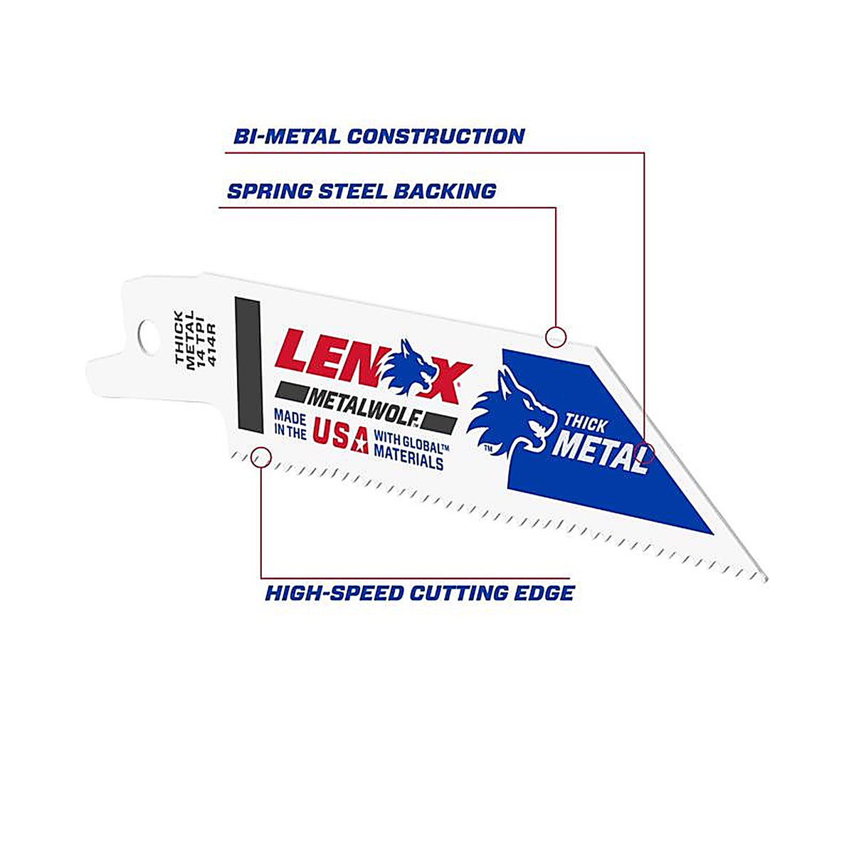 Lenox - 20550414R - 4 in. Bi-Metal Reciprocating Saw Blade 14 TPI - 5/Pack