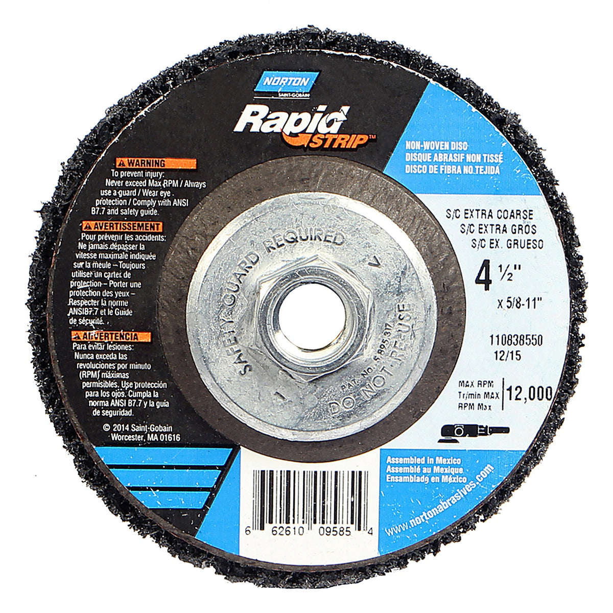Norton - 66261009585 - Rapid Strip 4.5 in. Aluminum Oxide Center Mount Stripping Disc 50 Grit Extra Coarse - 1/Pack