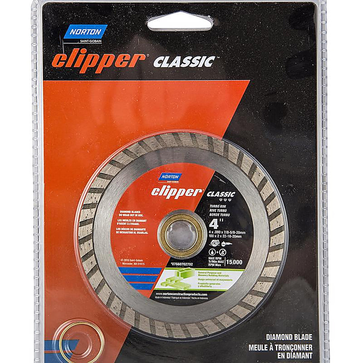Norton - 7660702792 - Classic 4 Dia. x 5/8 and 7/8 Diamond Turbo Saw Blade 1