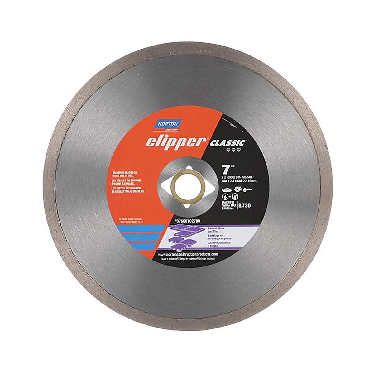 Norton - 07660702788 - Clipper 7 in. D X 5/8 and 7/8 in. Diamond Continuous Rim Diamond Saw Blade 1 pk