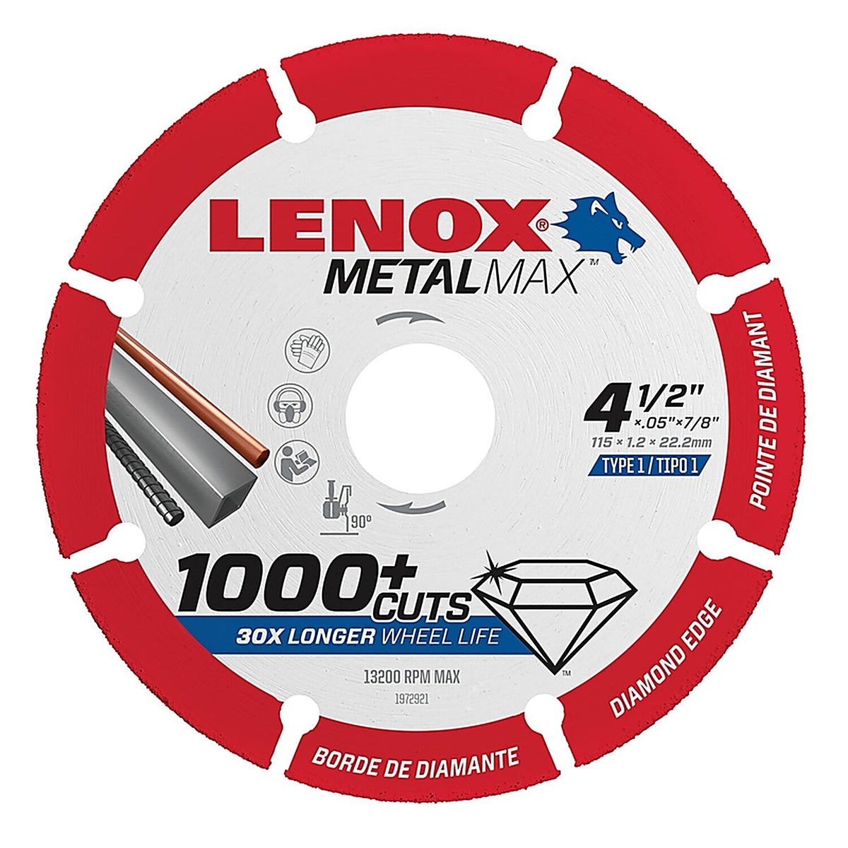 Lenox - 1972921 - MetalMax 4-1/2 in. Dia. x 7/8 in. Diamond/Metal Metal Cut-Off Blade 1/pc.