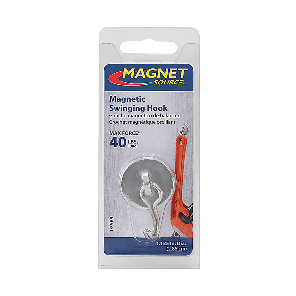 Master Magnetics - 7589 - .225 in. Neodymium Magnetic Hook 40 lb. pull 35 MGOe Silver 1/pc.